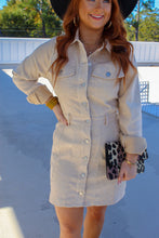 Load image into Gallery viewer, Ashlan Button Front Suede Dress- Cream
