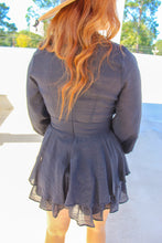 Load image into Gallery viewer, Andre Long Sleeve Tiered Romper- Black
