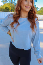 Load image into Gallery viewer, Dana Crew Neck Long Sleeve Crop- Smoke Blue
