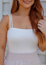 Load image into Gallery viewer, Reagan Triple Strap Square Neck Bodysuit- White

