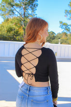 Load image into Gallery viewer, Dylan Square Neck Lace Up Crop- Black
