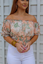 Load image into Gallery viewer, Jeni Crop Off The Shoulder Floral Top- Orange
