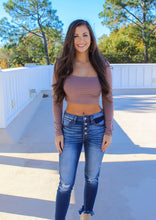 Load image into Gallery viewer, Dylan Square Neck Lace Up Crop- Mocha
