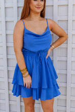 Load image into Gallery viewer, Belle Cowl Neck Tiered Dress- Blue
