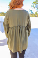 Load image into Gallery viewer, Stacy V Neck Babydoll Blouse- Olive
