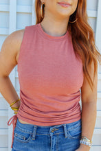 Load image into Gallery viewer, Mattie High Collar Ruched Tank- Apricot
