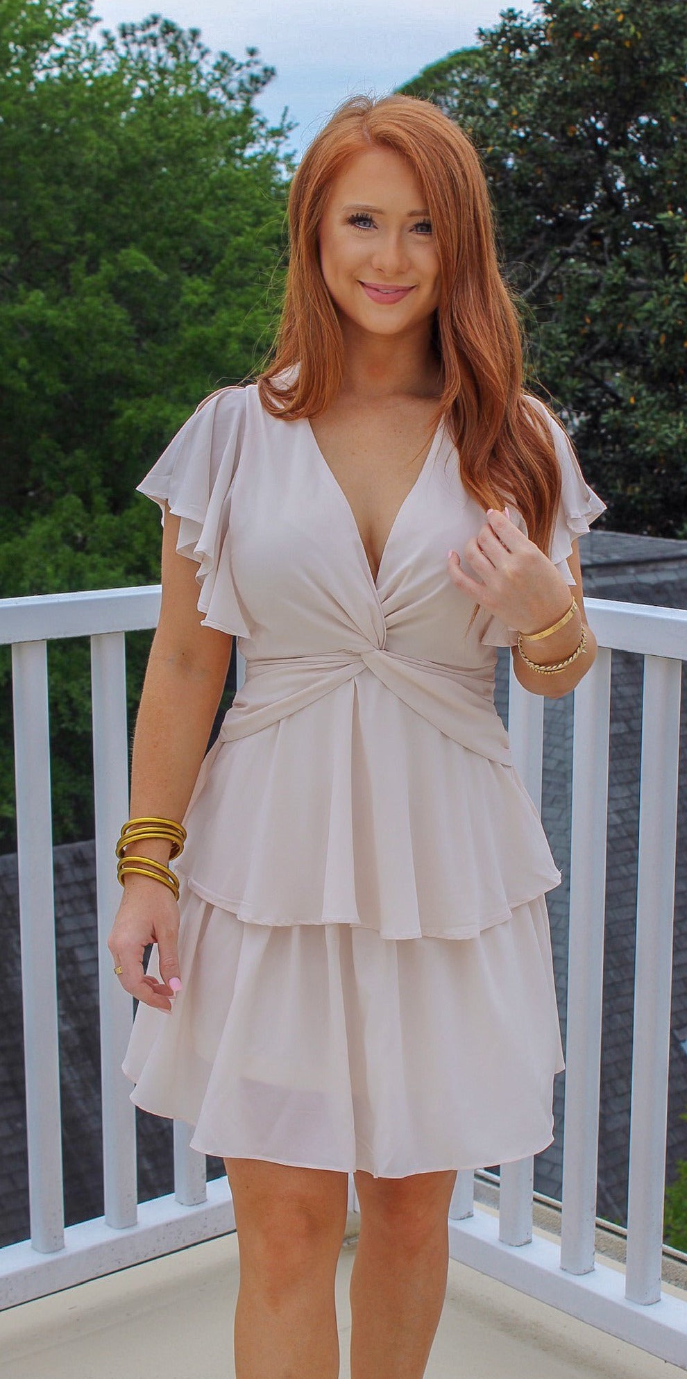 Jennifer Tier Ruffle Dress- Ivory