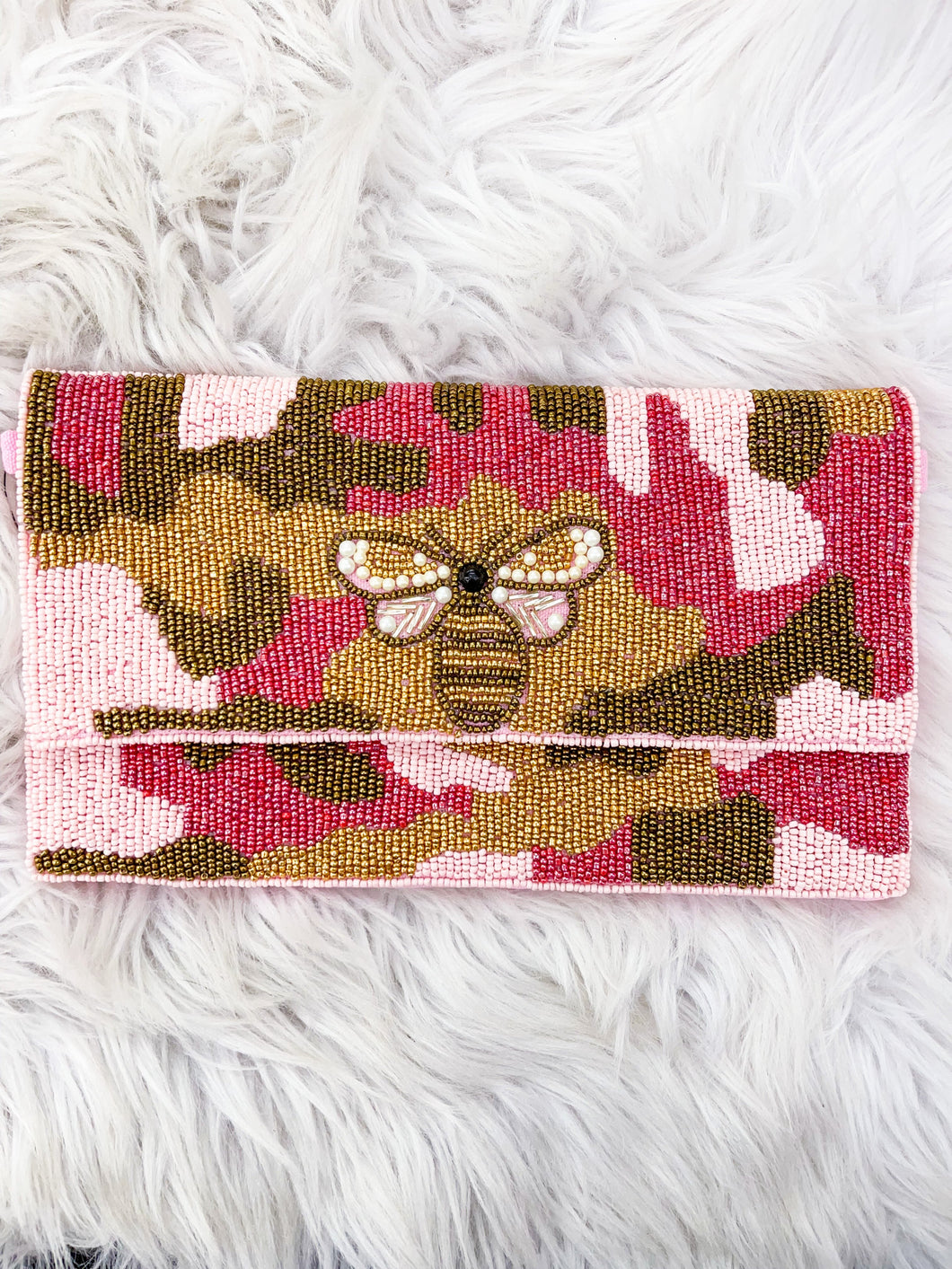 Blushing Bee Seed Bead Crossbody