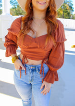 Load image into Gallery viewer, Dawn Drawstring Ruched Crop Top- Rust
