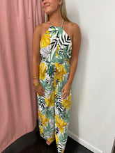 Load image into Gallery viewer, Cabo Tropical Print Halter Jumpsuit- Off White

