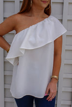 Load image into Gallery viewer, Adeline One Shoulder Ruffle Top- Off White
