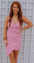Load image into Gallery viewer, Willa Surplice Assymetrical Dress- Dusty Pink
