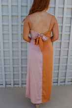 Load image into Gallery viewer, Creamsicle Satin Color Block Mini Dress-Orange/Pink

