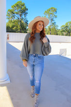 Load image into Gallery viewer, Christina Wide Sleeve Crop Sweater- Teal
