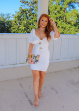 Load image into Gallery viewer, Evans Front Tie Detail Dress- White
