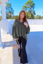 Load image into Gallery viewer, Stacy V Neck Babydoll Blouse- Olive
