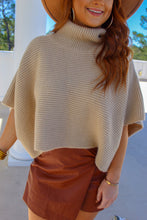 Load image into Gallery viewer, Marie Turtle Neck Sweater Poncho- Taupe
