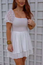 Load image into Gallery viewer, Jillian Smocked Puff Sleeve Romper- White
