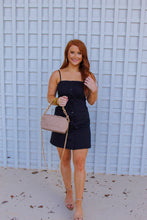 Load image into Gallery viewer, Amy Button Front Midi Dress- Black
