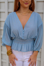 Load image into Gallery viewer, Khole Deep V Peplum Blouse
