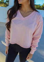 Load image into Gallery viewer, Logan V Neck Long Sleeve Crop- Pale Pink
