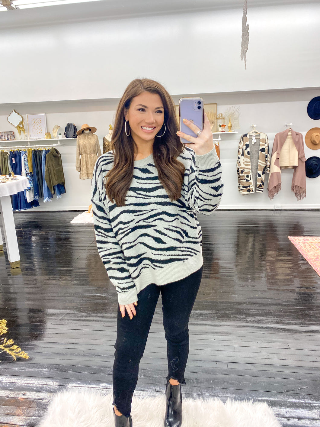 Black High Rise Hem Detail Ankle Skinny Jean