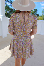 Load image into Gallery viewer, Bitsey Floral Puff Sleeve Romper- Mustard
