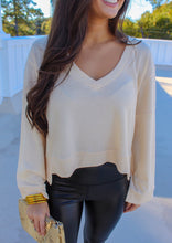 Load image into Gallery viewer, Kylie V Neck Long Sleeve Oversized Crop Top
