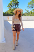 Load image into Gallery viewer, Janee Corset Style Ribbed Crop- Taupe
