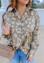 Load image into Gallery viewer, Savvy Animal Print Button Shirt- Sage

