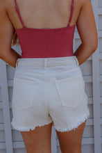 Load image into Gallery viewer, White Distrssed Frayed High- Waisted Shorts
