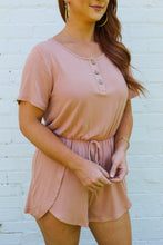 Load image into Gallery viewer, Hazel Peach Button Tulip Hem Romper
