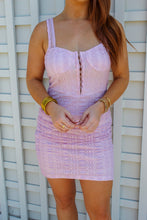 Load image into Gallery viewer, Katy Lavender Lace Ruched Dress
