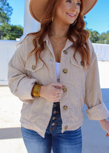 Load image into Gallery viewer, Lori Button Up Corduroy Jacket- Beige

