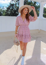 Load image into Gallery viewer, Dallas Floral Ruffle Mini Dress- Mauve
