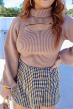 Load image into Gallery viewer, Rhett Turtle Neck Cutout Sweater Top- Taupe
