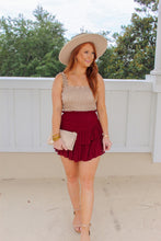Load image into Gallery viewer, Katie Ruffle Mini Skirt- Maroon
