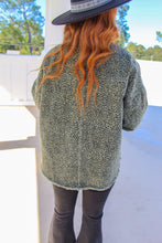 Load image into Gallery viewer, Jodi Leopard Oversized Denim Jacket- Olive
