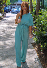 Load image into Gallery viewer, Blaire One Shoulder Jumpsuit- Seafoam
