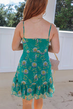 Load image into Gallery viewer, Wild Child Floral Ruched Mini Dress- Green
