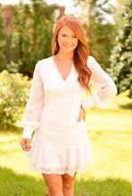 Load image into Gallery viewer, Candace Chevron A Line White Dress
