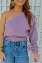 Load image into Gallery viewer, Evie Long Sleeve One Shoulder Smocked Top- Lavender
