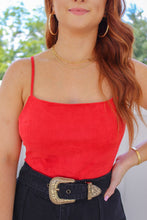 Load image into Gallery viewer, Mandy Ribbed Square Neck Bodysuit- Red
