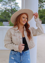 Load image into Gallery viewer, Adaline Washed Crop Jacket- Tan
