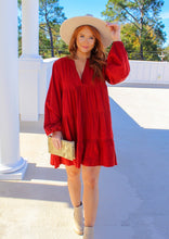 Load image into Gallery viewer, Amber Long Sleeve Babydoll Dress- Rust
