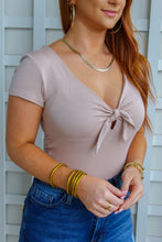Load image into Gallery viewer, Brianna Tie Front Bodysuit- Taupe
