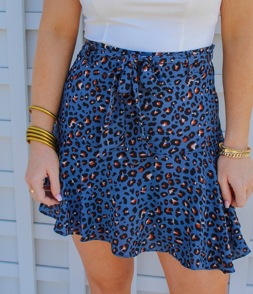 Sky Leopard Print Ruffle Skort
