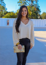 Load image into Gallery viewer, Kylie V Neck Long Sleeve Oversized Crop Top
