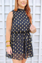 Load image into Gallery viewer, Sophia Black Printed Ruffle Dress
