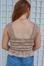 Load image into Gallery viewer, Annalise Smocking Ruffle Top- Taupe
